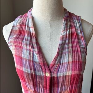 Maeve Anthropologie Pippa swing dress pink plaid print